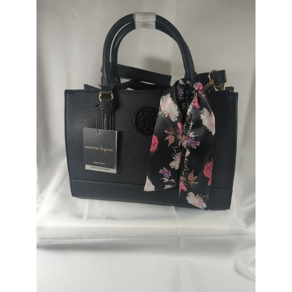 Nanette Lepore Black Madilyn Vegan Leather Satchel NWT